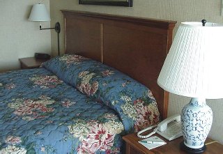 Reading lamps can be found on BOTH sides of the bed.